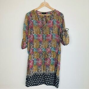 Tolani 100% silk rainbow paisley print dress. Size small.